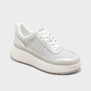 Universal Thread -  Women's Low Top Woven Lace Up Sne Silver